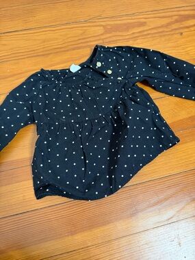 Old Navy Black Long-Sleeve Polka Dot Blouse